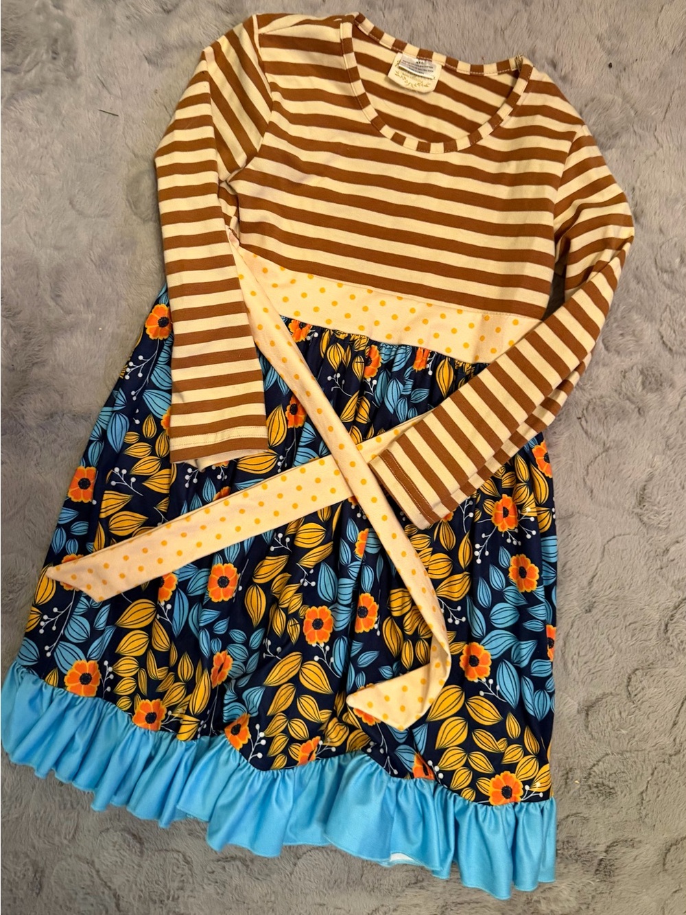 Honeydew striped & Floral Mixed-Print Long Sleeve Dress -size XXL (8-10)